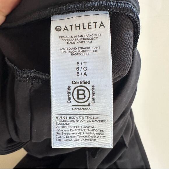 Athleta Eastbound Straight Ponte Stretch Work Pant Women’s size 6T Black classic - Picture 9 of 13